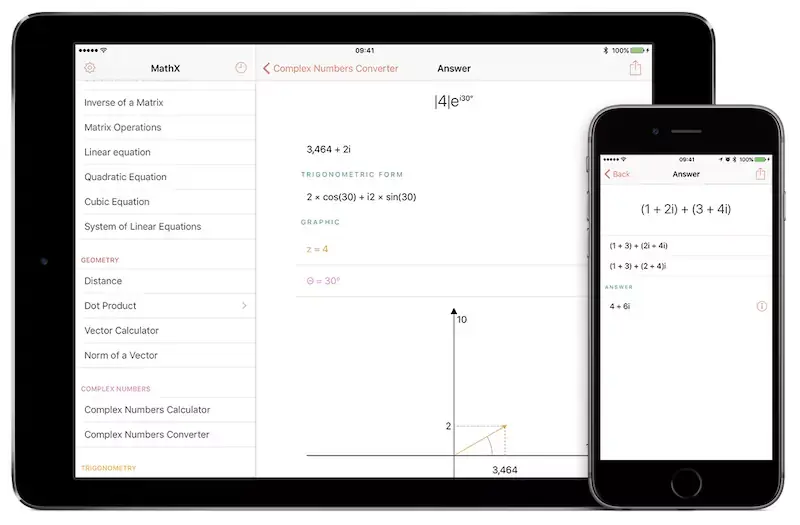 MathX 2.2, la calculatrice graphique pour iOS, intègre les nombres complexes