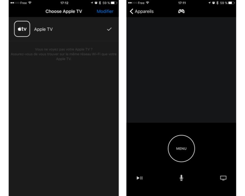 Illustration : Aperçu de la nouvelle application "Apple TV Remote"