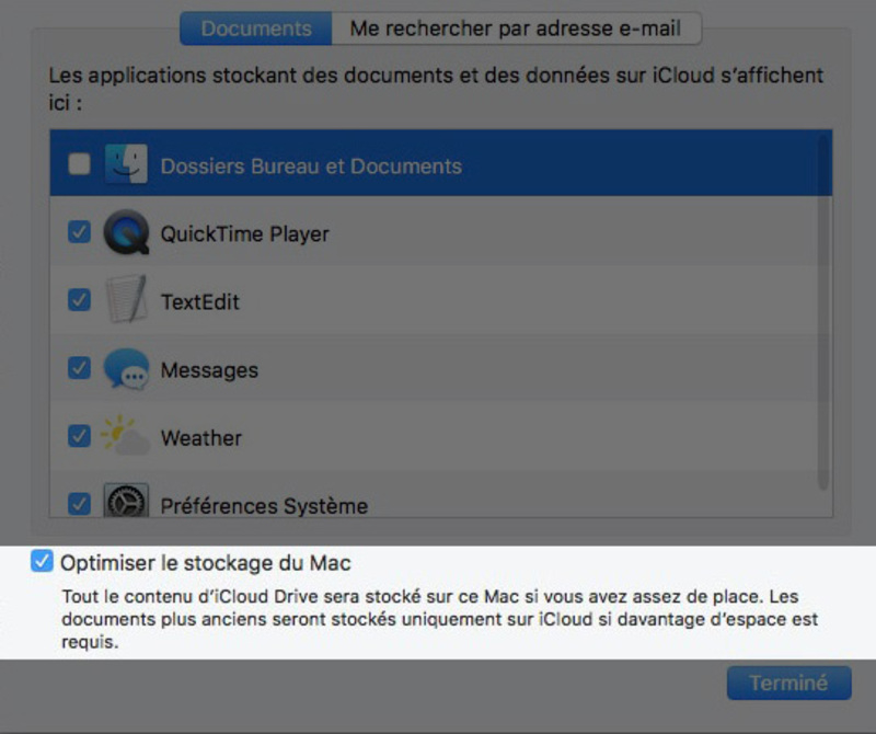 Illustration : macOS Sierra : le bureau dans le Cloud et un outil pour gérer le stockage (prise en main)
