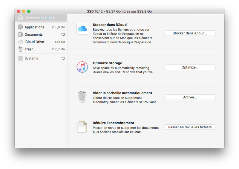 Illustration : macOS Sierra : le bureau dans le Cloud et un outil pour gérer le stockage (prise en main)