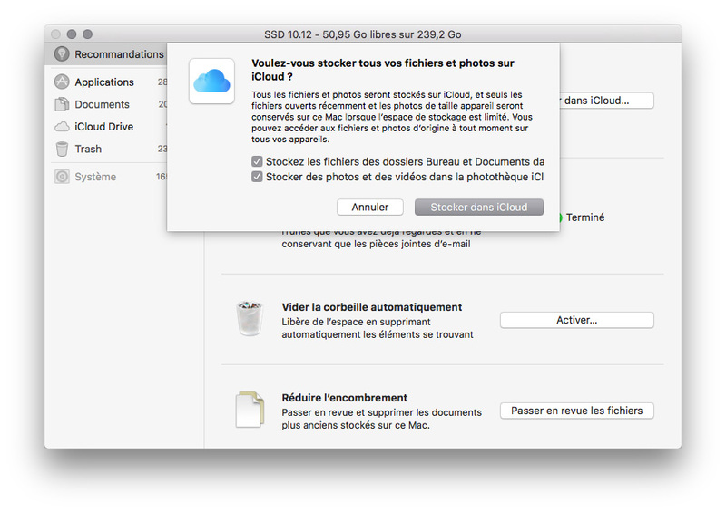Illustration : macOS Sierra : le bureau dans le Cloud et un outil pour gérer le stockage (prise en main)