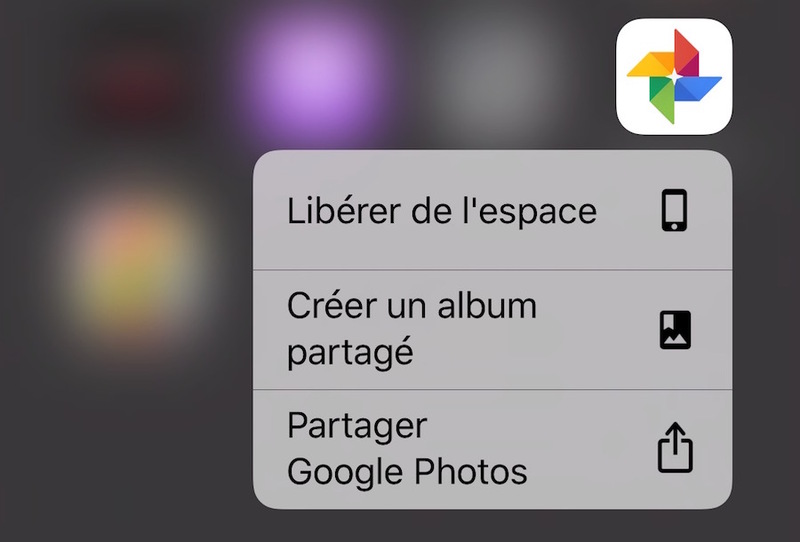 Illustration : Google Photos adopte des raccourcis 3D Touch