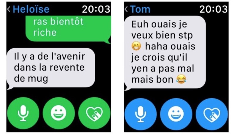 Illustration : watchOS 3 permet de savoir si l'on s'apprête à envoyer un SMS ou un iMessage