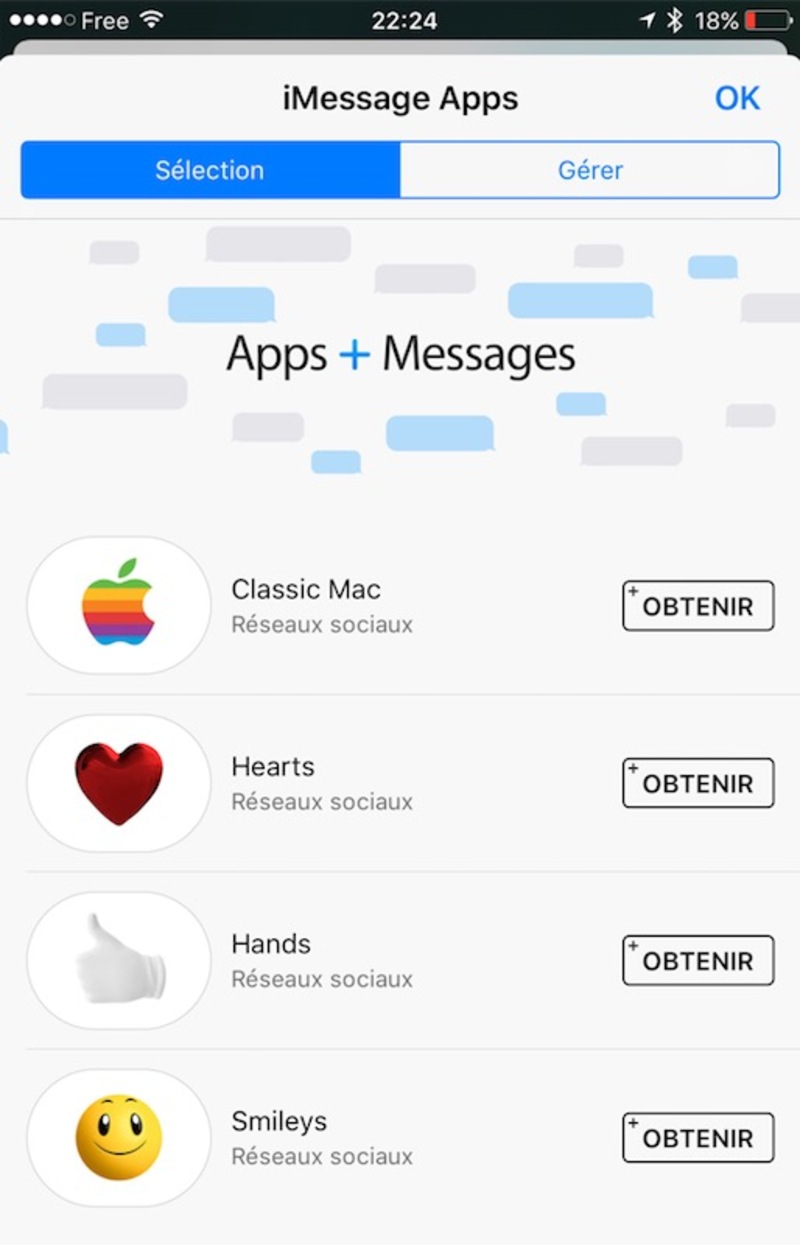 Illustration : iOS 10 : Apple met à jour ses icônes gratuites pour iMessage