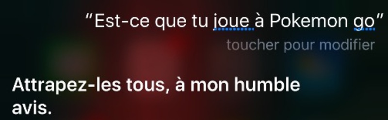 Illustration : Siri blague désormais sur les Pokemon (Go)