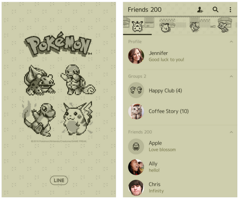Illustration : Un thème « années 80 » Pokémon pour les utilisateurs de Line