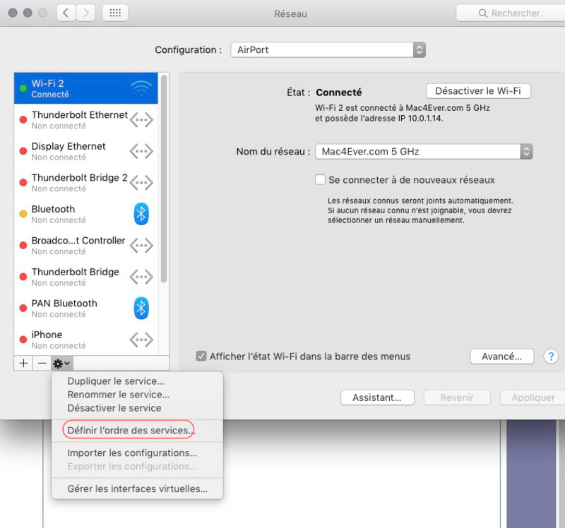 Illustration : Astuce OS X : donner la priorité à une connexion réseau (Ethernet sur le WiFi par ex.)