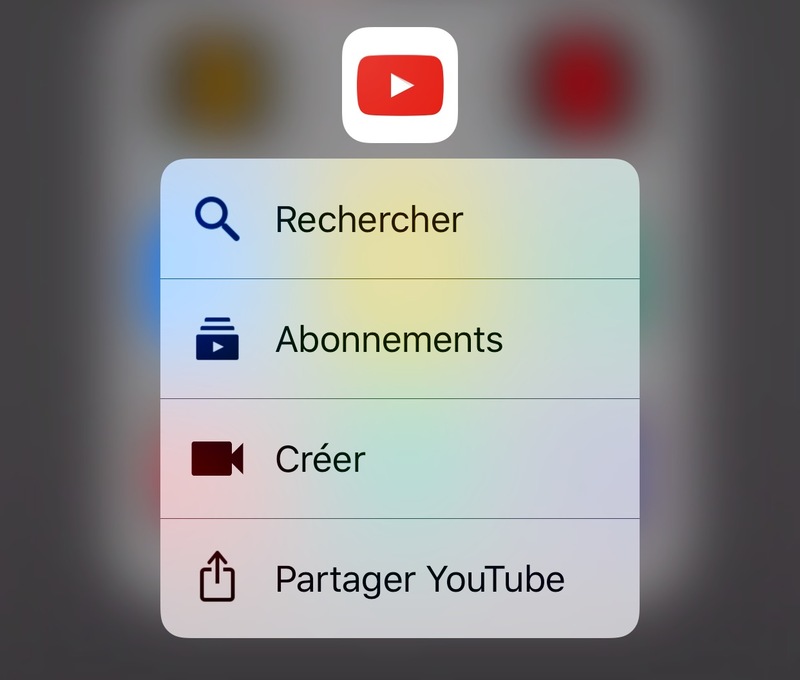 Illustration : YouTube gagne (enfin) des raccourcis 3D Touch