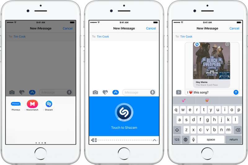 Illustration : Shazam identifie les chansons directement depuis iMessage