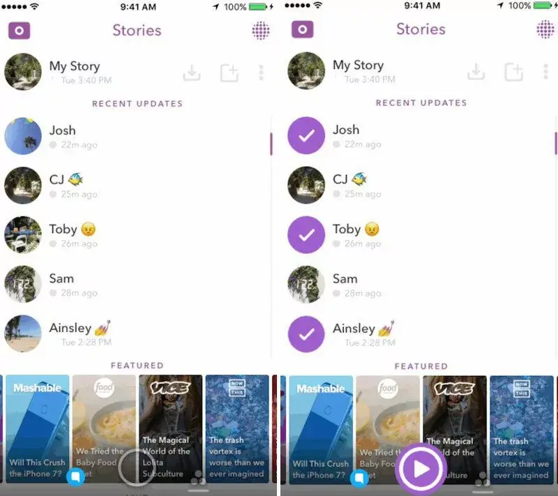 Snapchat : des listes de lecture intelligentes de Stories