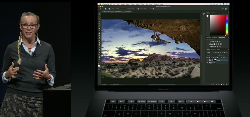 Illustration : #Keynote : une démo de Photoshop avec la Touch Bar du nouveau MacBook Pro