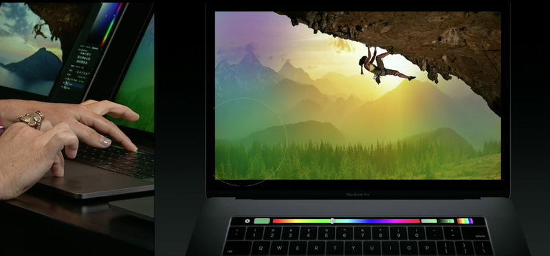 Illustration : #Keynote : une démo de Photoshop avec la Touch Bar du nouveau MacBook Pro