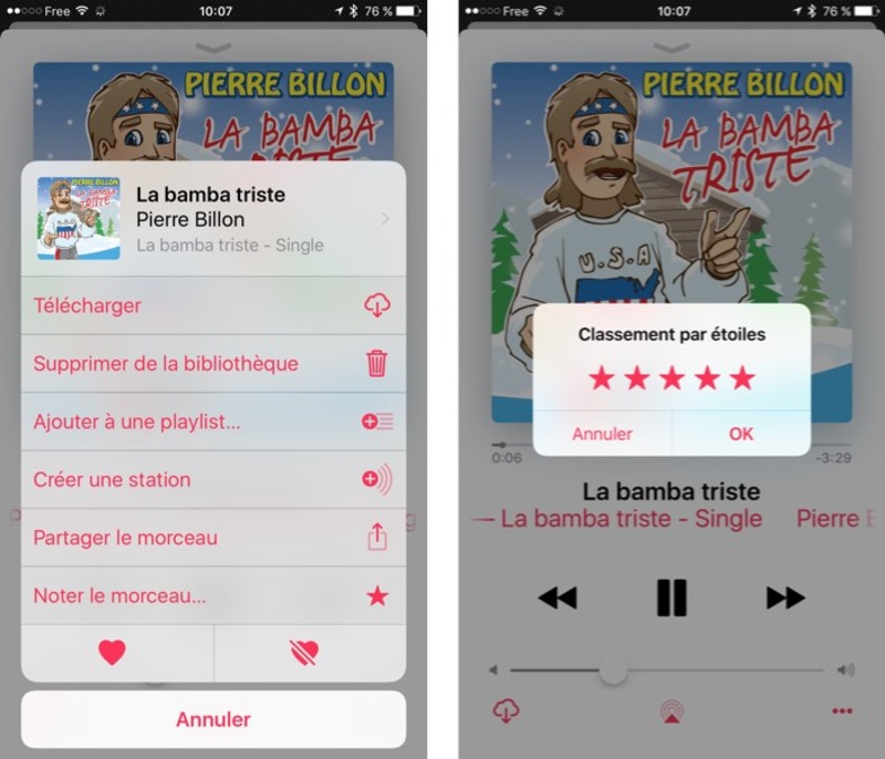 Illustration : Musique : le classement par étoiles de retour sur iOS 10.2