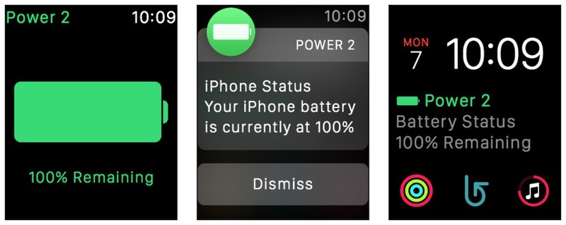 Illustration : Apple Watch : Power 2 affiche le niveau de batterie de l'iPhone dans une complication