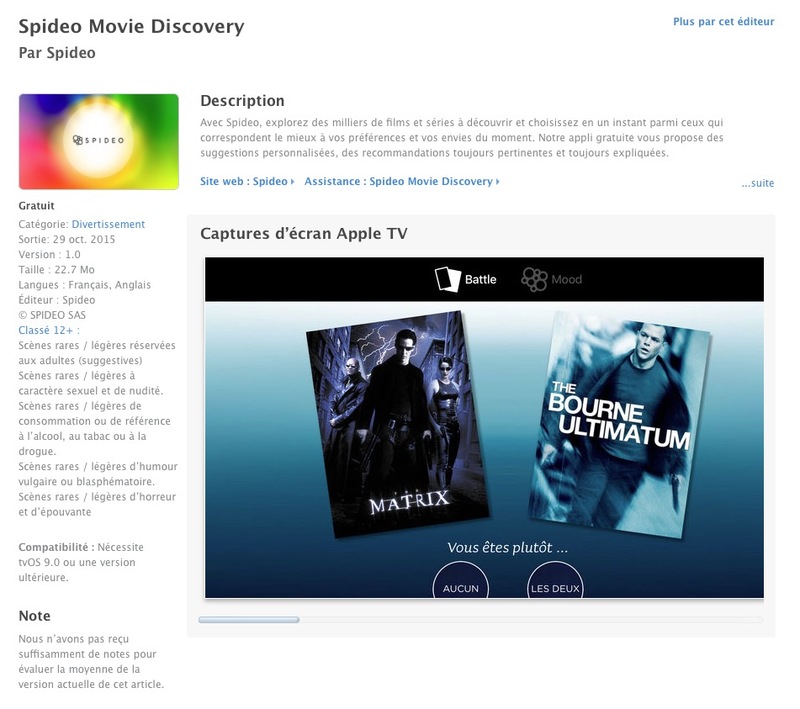 Illustration : Les applications pour AppleTV ont maintenant une existence propre sur le web