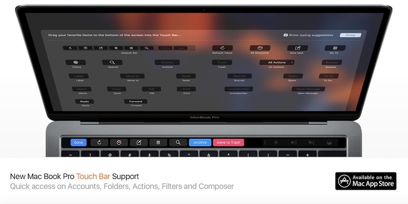 AirMail prend en charge la Touch Bar des nouveaux MacBook Pro