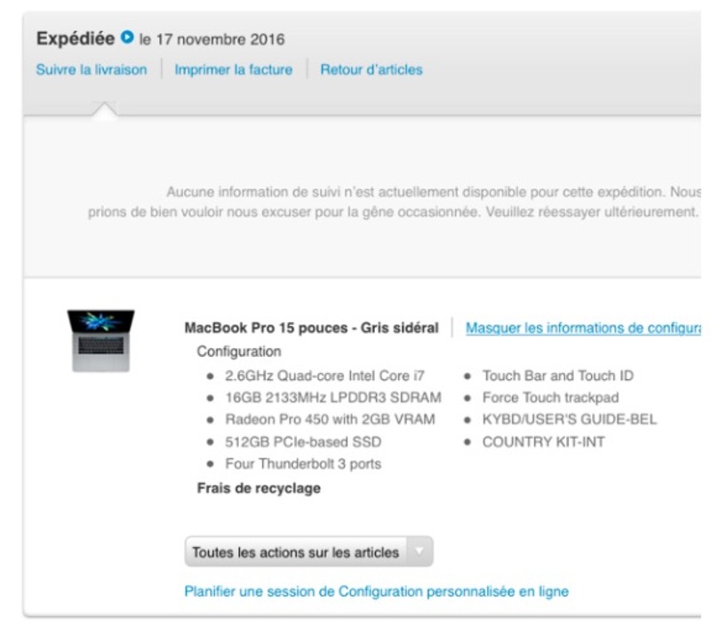 Illustration : Les MacBook Pro sont expédiés en France, en Suisse et en Belgique !