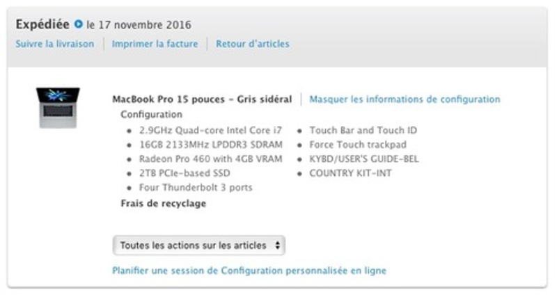 Illustration : Les MacBook Pro sont expédiés en France, en Suisse et en Belgique !