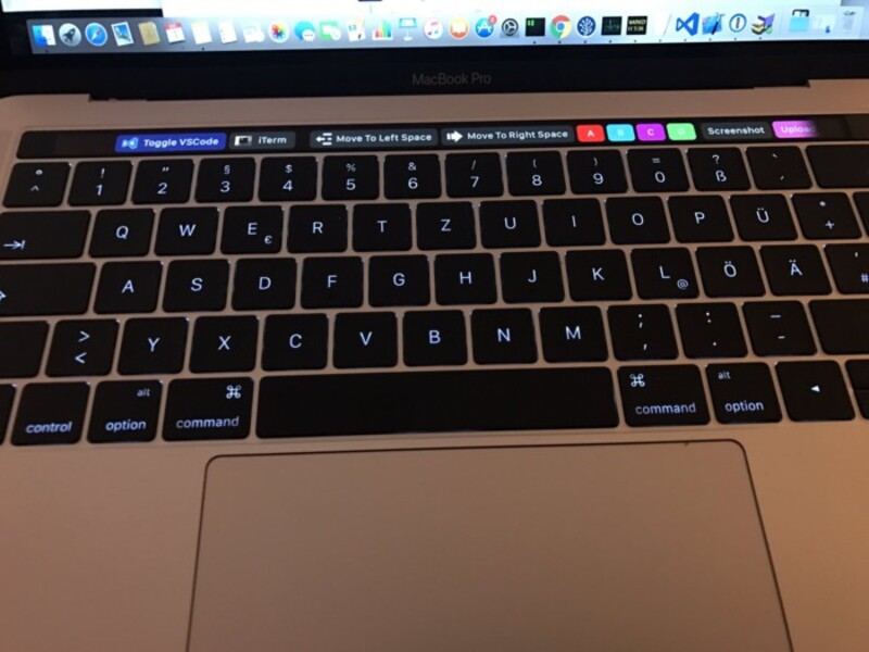 Illustration : Luminar et BetterTouchTool affichent des raccourcis sur la Touch Bar des MacBook Pro