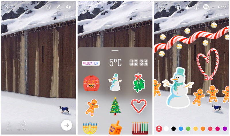 Illustration : Instagram colle des stickers de Noël (sur ses stories)
