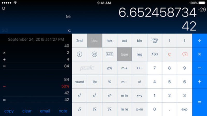 Illustration : La calculatrice scientifique PCalc à 6,99€ pendant une durée limitée