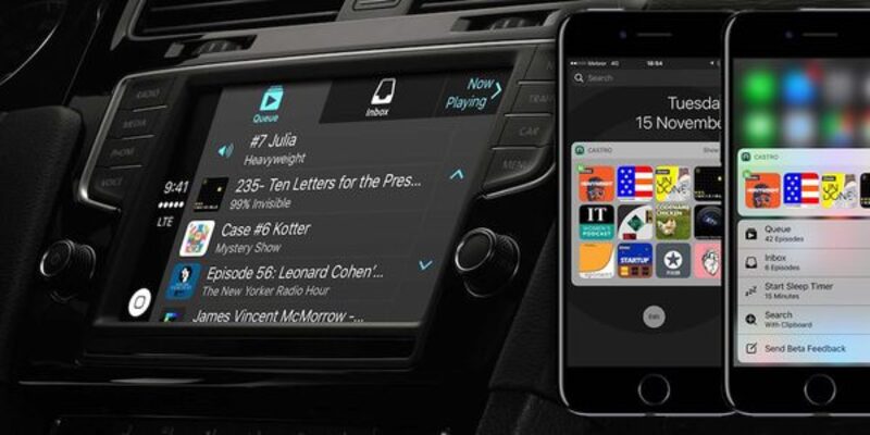 Illustration : Le lecteur de Podcasts Castro (compatible CarPlay) en promo sur iOS