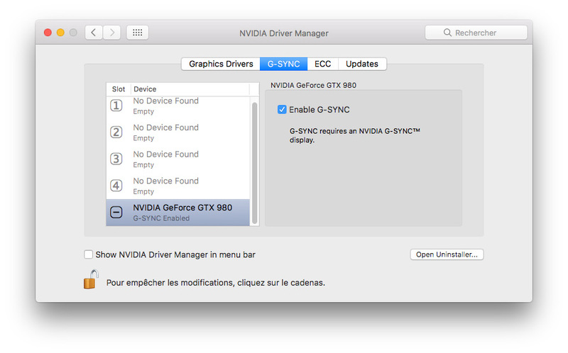 Le G-Sync (NVidia) fonctionne sous macOS Sierra !