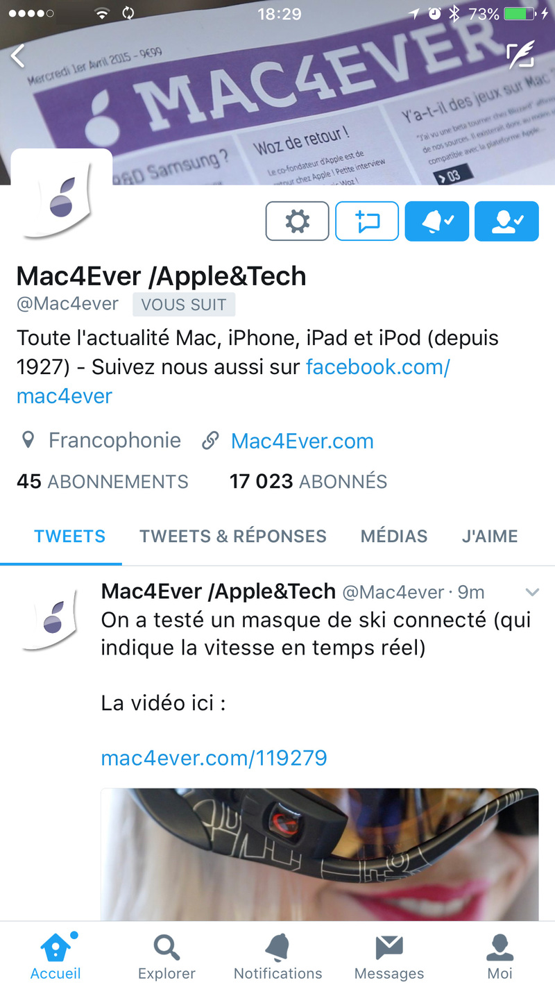Illustration : Twitter (iOS) sépare les Tweets et les réponses (comme sur le web)