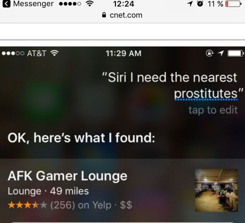 Illustration : Insolite : pour Siri, les "escort girls" se trouvent dans les salles de jeux vidéo !