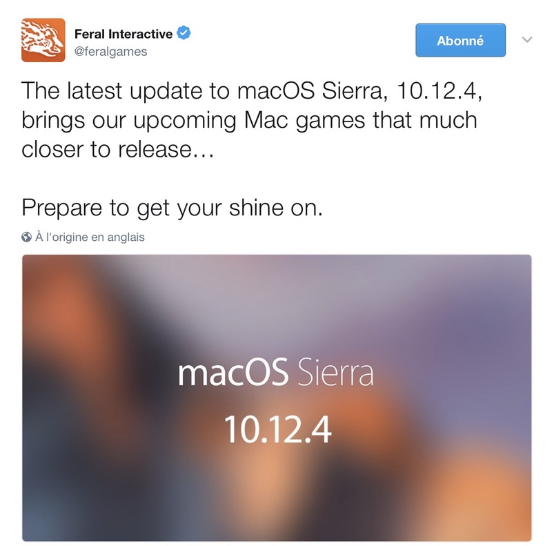 Illustration : macOS Sierra 10.12.4 était très attendu des développeurs de jeux