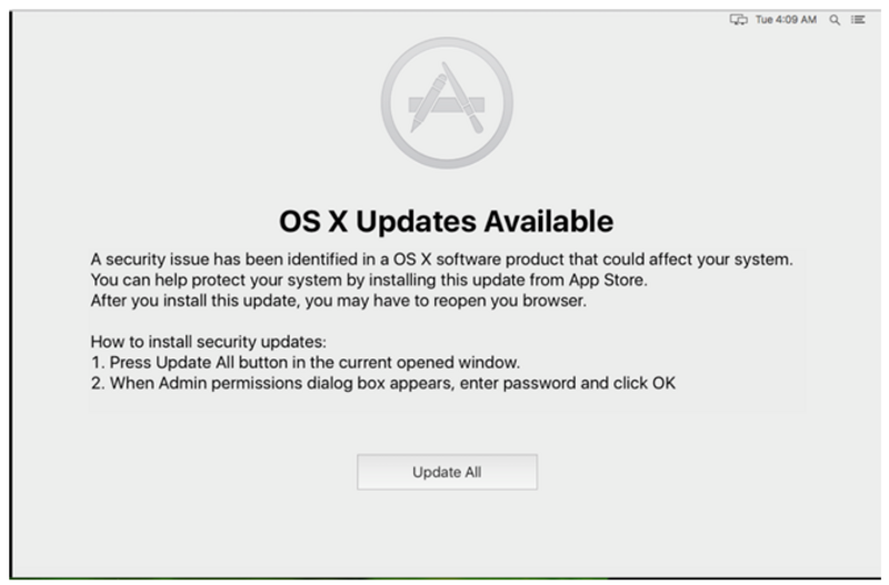 Illustration : OSX/Dok : un dangereux malware déguisé en mise à jour de macOS