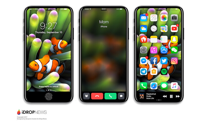 Illustration : iPhone 8 : la "zone fonctionnelle" en avant dans de nouveaux rendus 3D