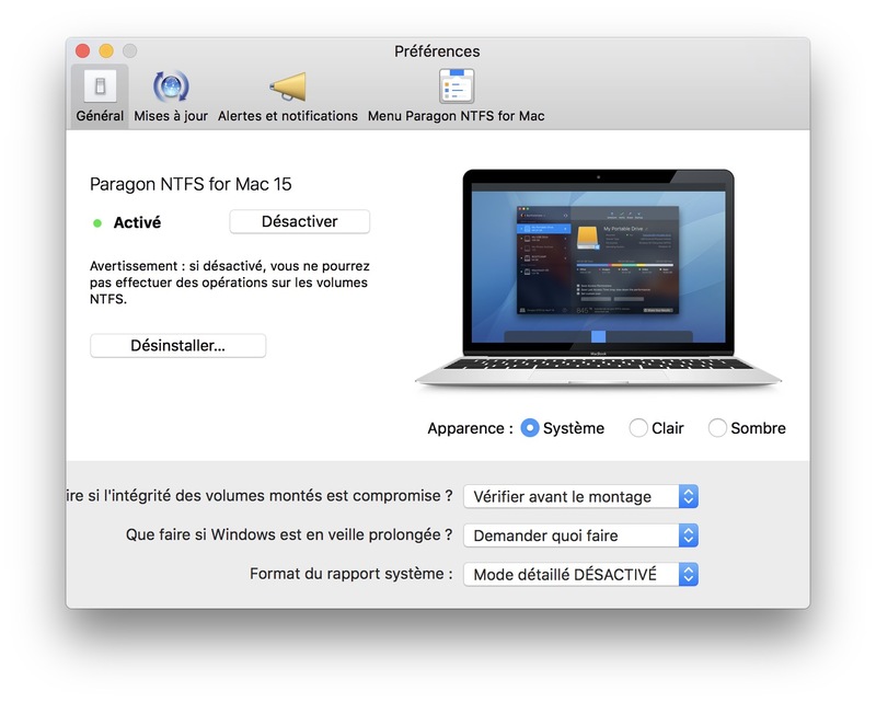 Illustration : Test de Paragon NTFS 15 pour Mac, pour écrire sur des partitions Windows (NTFS)