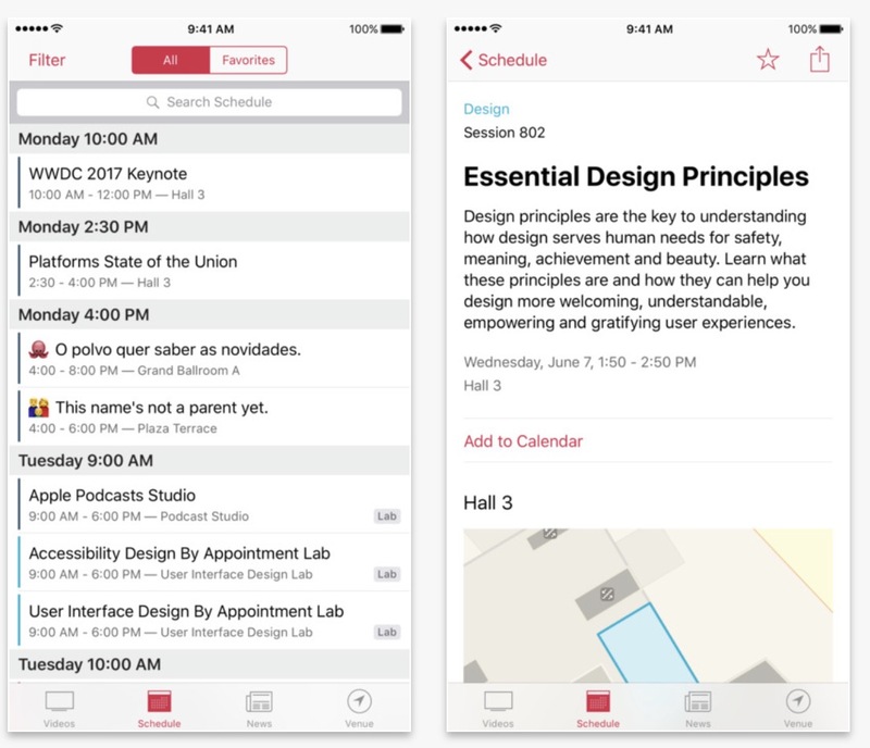 Illustration : MAJ de l'app WWDC, qui s'adapte au McEnery Convention Center