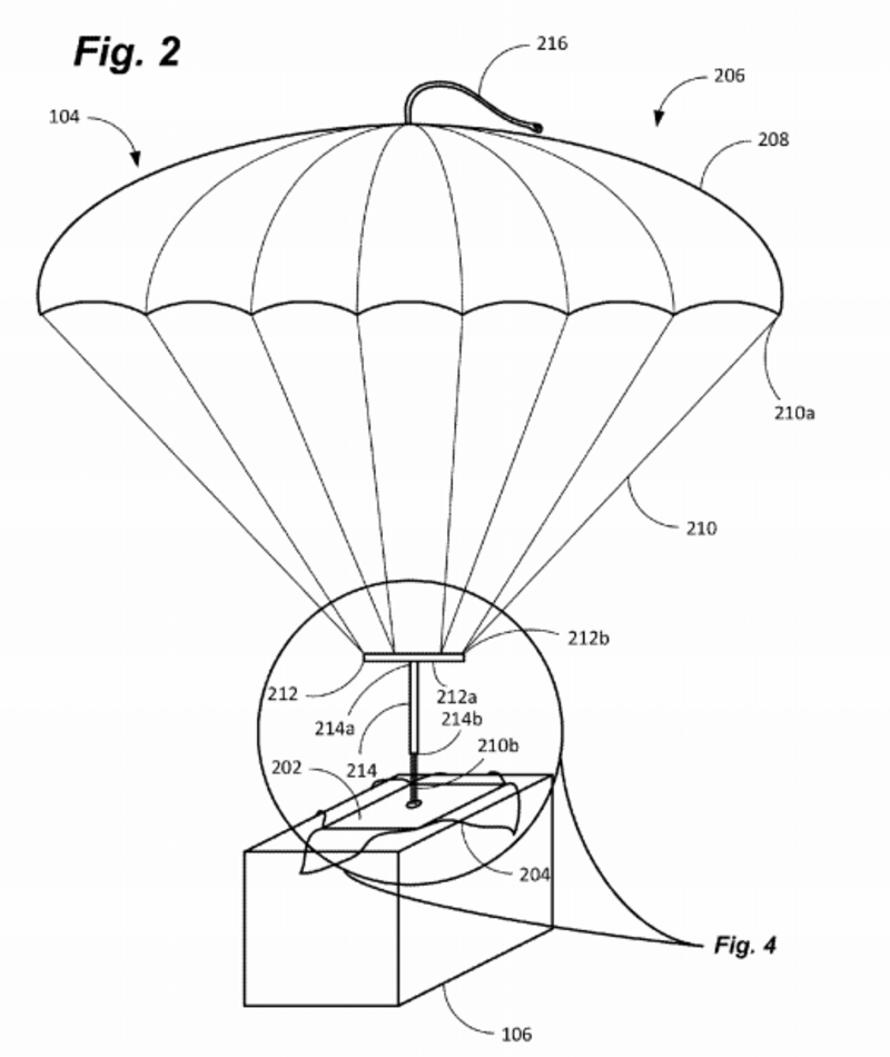 Illustration : Le brevet du jour : Amazon largue les livraisons par drones, en parachute !