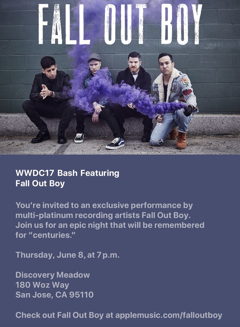 Illustration : #WWDC : le groupe "Fall Out Boy" animera la "WWDC Bash" !