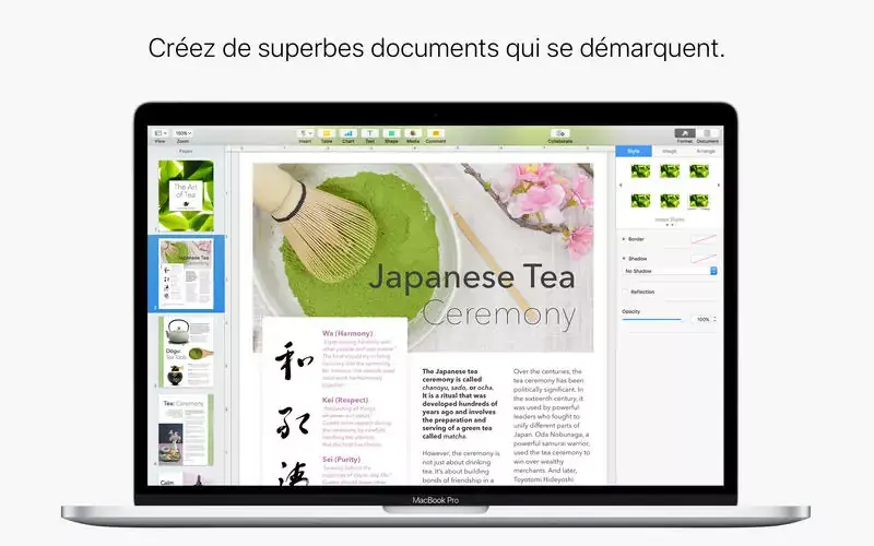 Mise à jour de Pages, Numbers et Keynote pour macOS et iOS