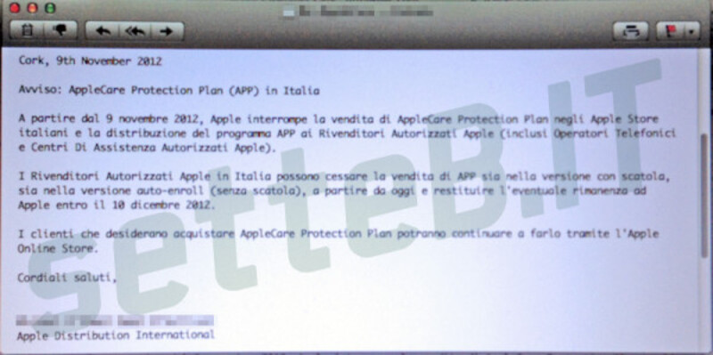 Illustration : Plus d'AppleCare en Italie