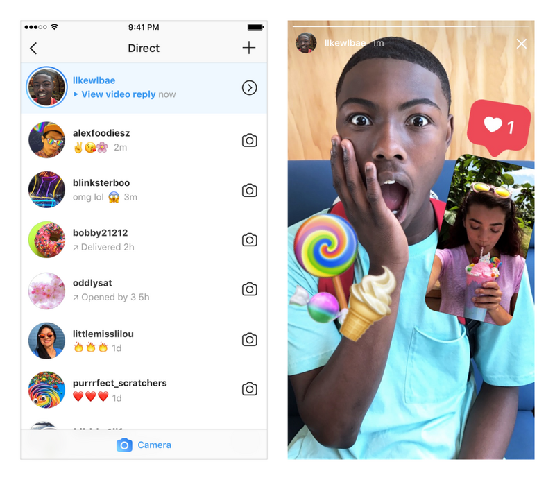 Illustration : Sur Instagram, on peut répondre aux Stories avec des photos ou des vidéos !