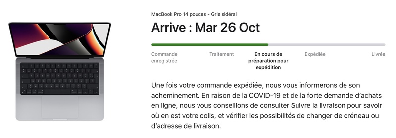 Illustration : Les MacBook Pro M1 Pro et les AirPods 3 se préparent à l'expédition