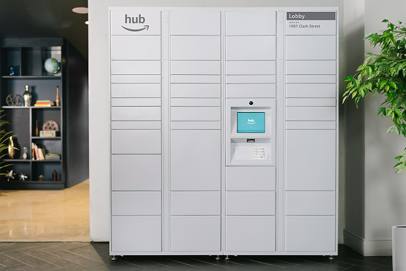 Illustration : Après les "Locker", Amazon installe des "Hub" dans le hall des immeubles