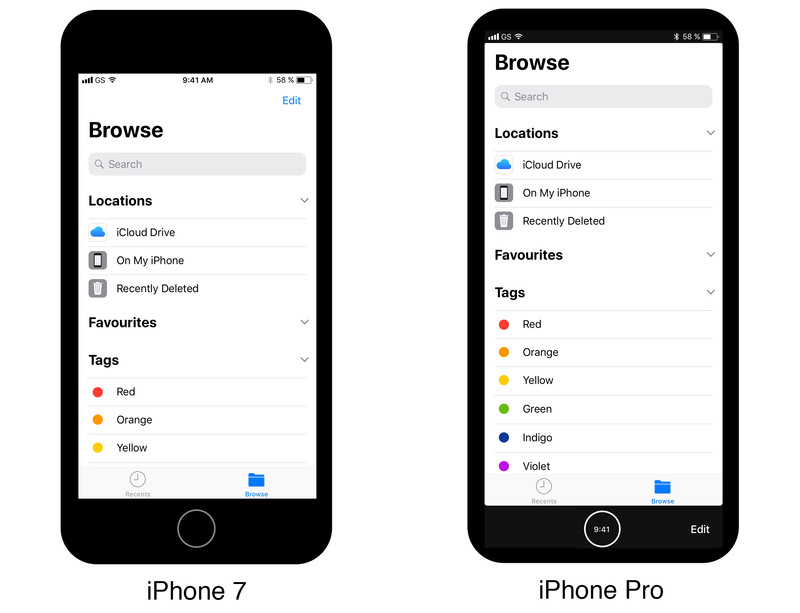 Illustration : Le grand écran de l'iPhone 8 pourrait simplifier la navigation dans les apps (concept)