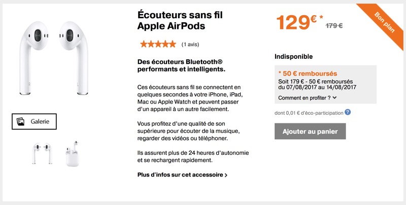 Illustration : Bon plan : les AirPods en stock et en promo à 129€ (Vite !)