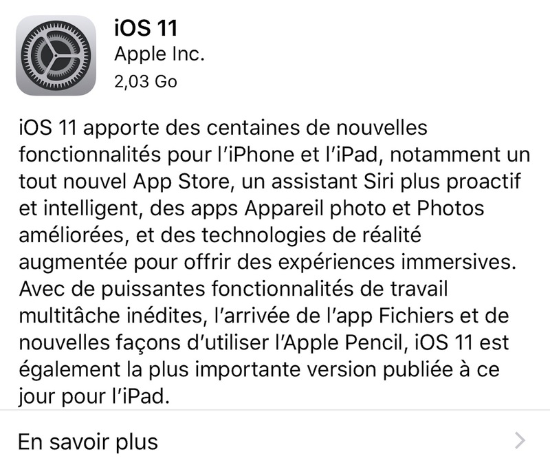 Illustration : iOS 11 GM (version finale) est disponible (de nouveau) pour les développeurs.