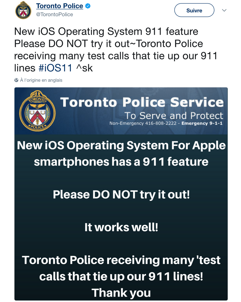 Illustration : Insolite : l'appel d'urgence sous iOS 11 fonctionne "trop" bien