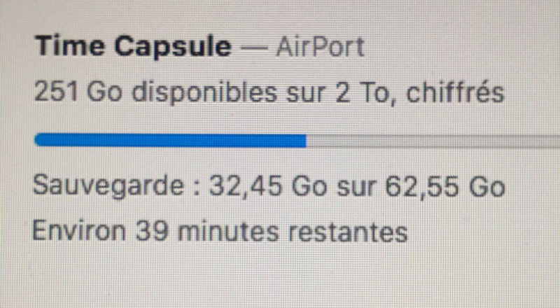 Illustration : High Sierra : Time Machine affiche enfin une estimation du temps restant