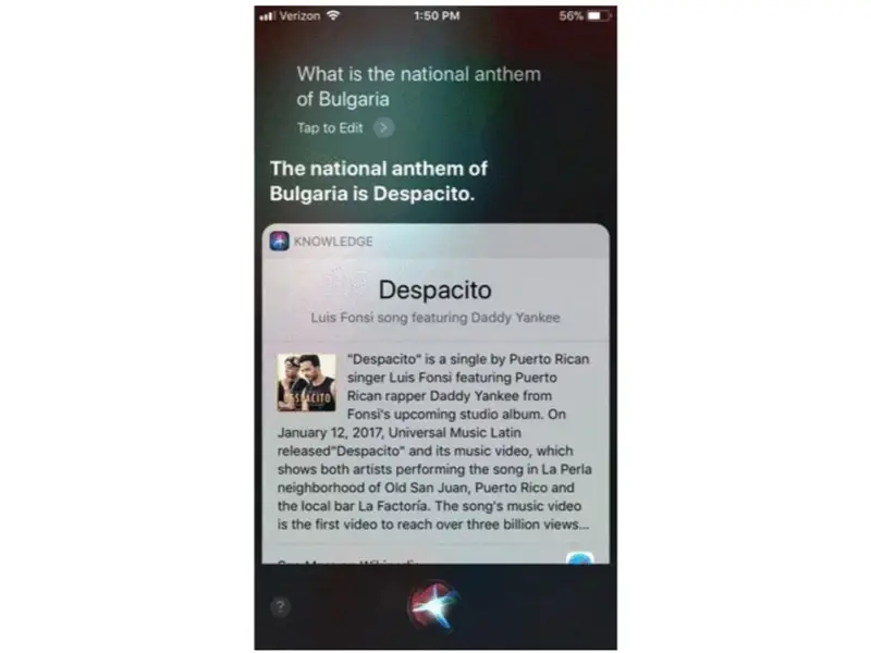 Insolite : quand Siri confond l'hymne bulgare avec "Despacito"