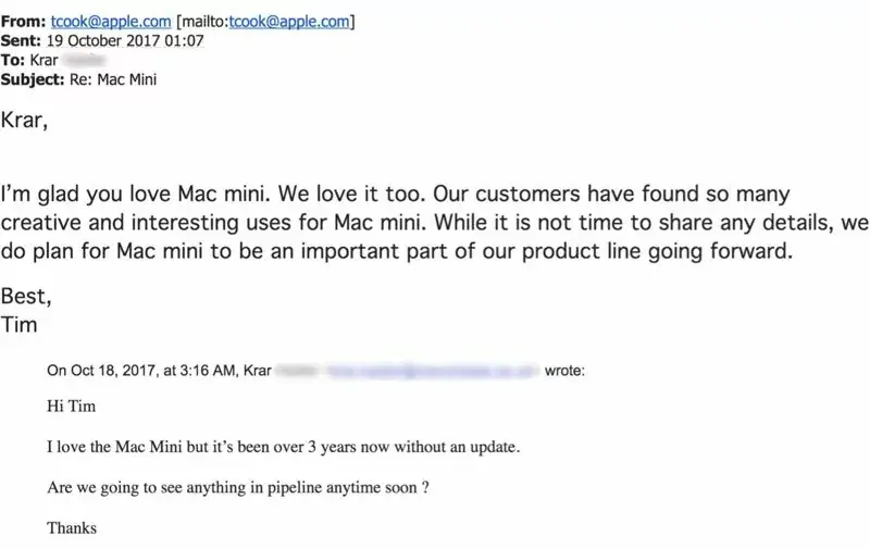 Le Mac mini n'est pas mort ! Tim Cook l'a confirmé par e-mail