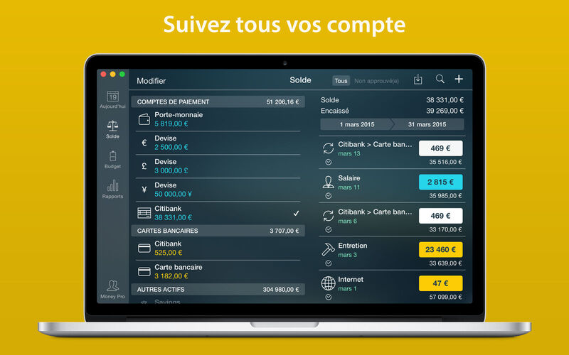 Illustration : Le gestionnaire de finances Money Pro disponible à petit prix sur iOS, Apple Watch et Mac