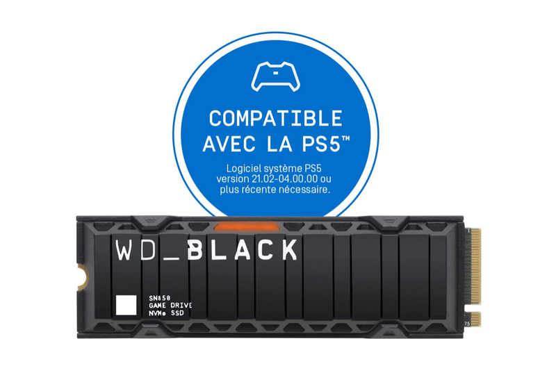 Le SSD 1 To WD black SN850 + dissipateur compatible PlayStation 5 à 159€ (-32€)